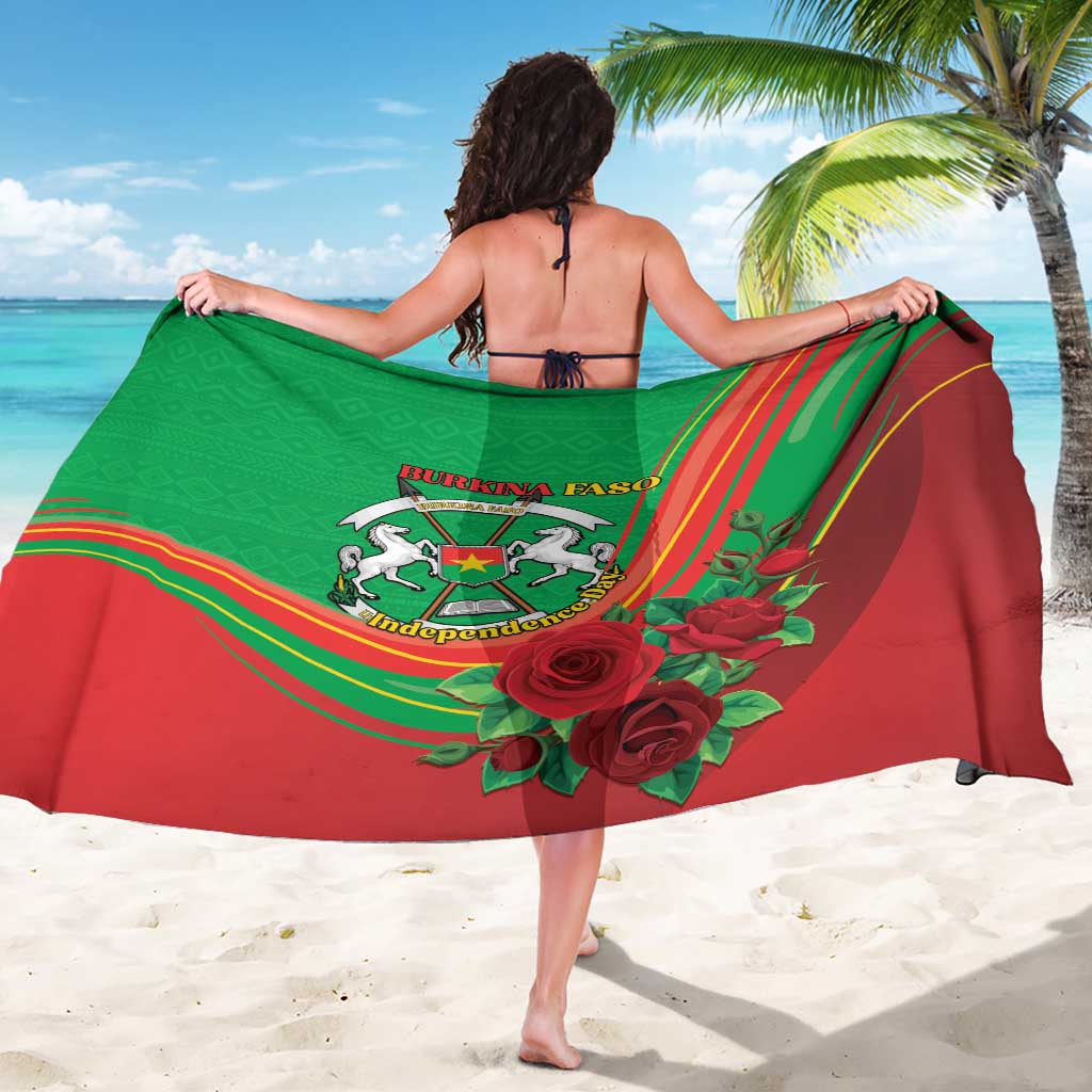 Burkina Faso Independence Day Sarong Coat Of Arms With Rose