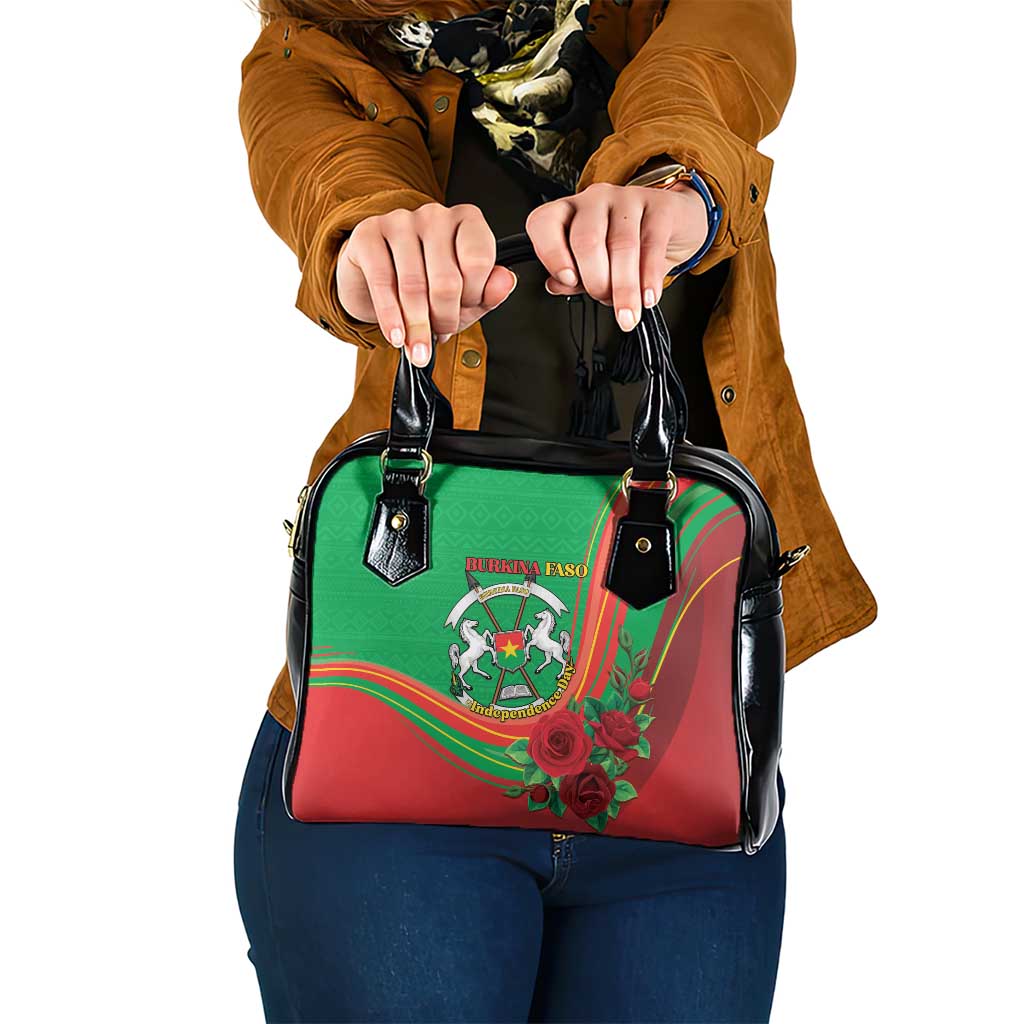 Burkina Faso Independence Day Shoulder Handbag Coat Of Arms With Rose