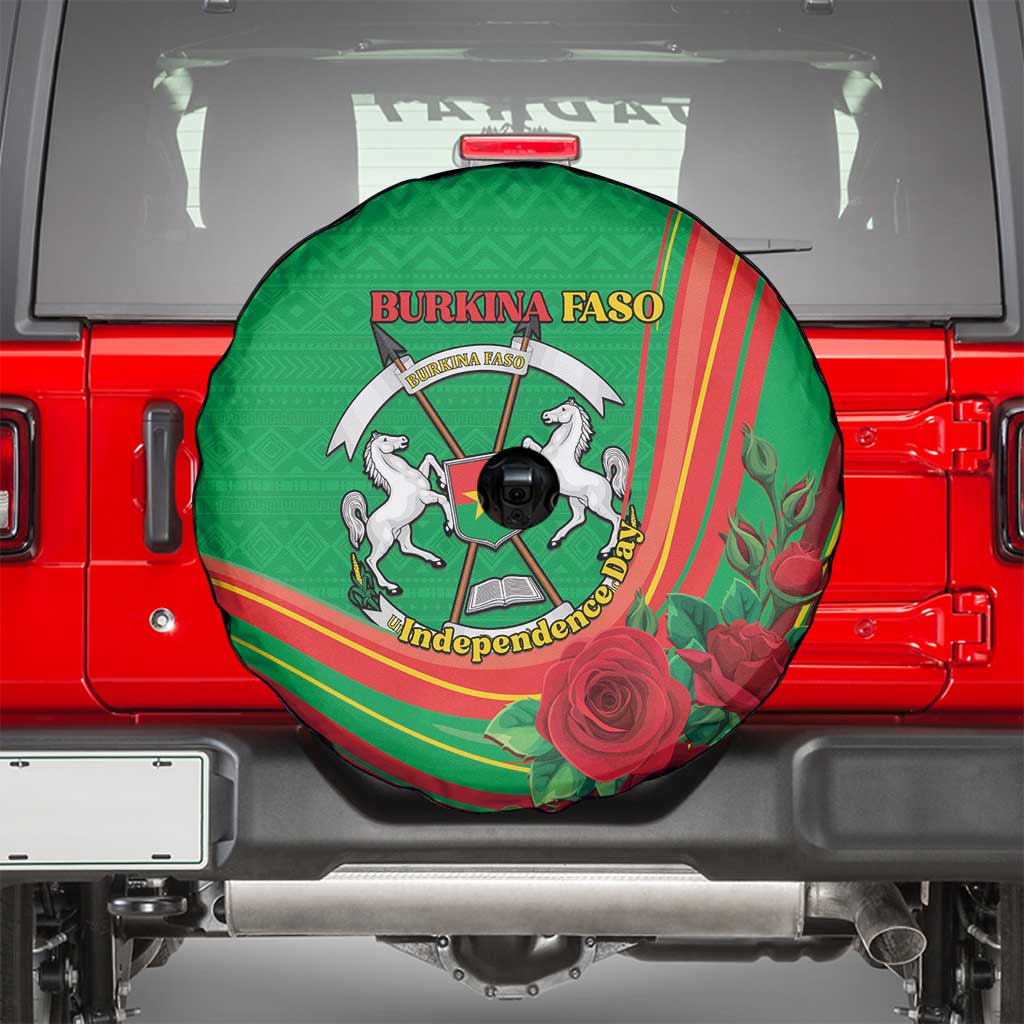 Burkina Faso Independence Day Spare Tire Cover Coat Of Arms With Rose