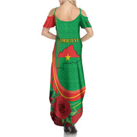 Personalised Burkina Faso Independence Day Summer Maxi Dress Coat Of Arms With Rose