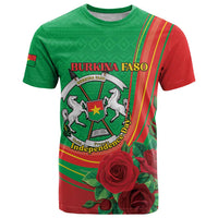 Personalised Burkina Faso Independence Day T Shirt Coat Of Arms With Rose