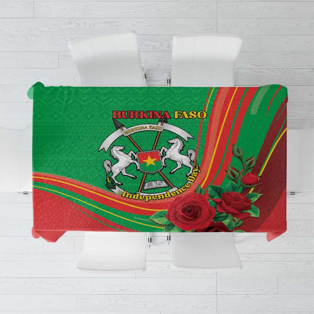Burkina Faso Independence Day Tablecloth Coat Of Arms With Rose