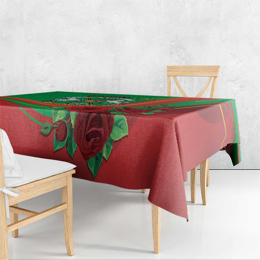 Burkina Faso Independence Day Tablecloth Coat Of Arms With Rose