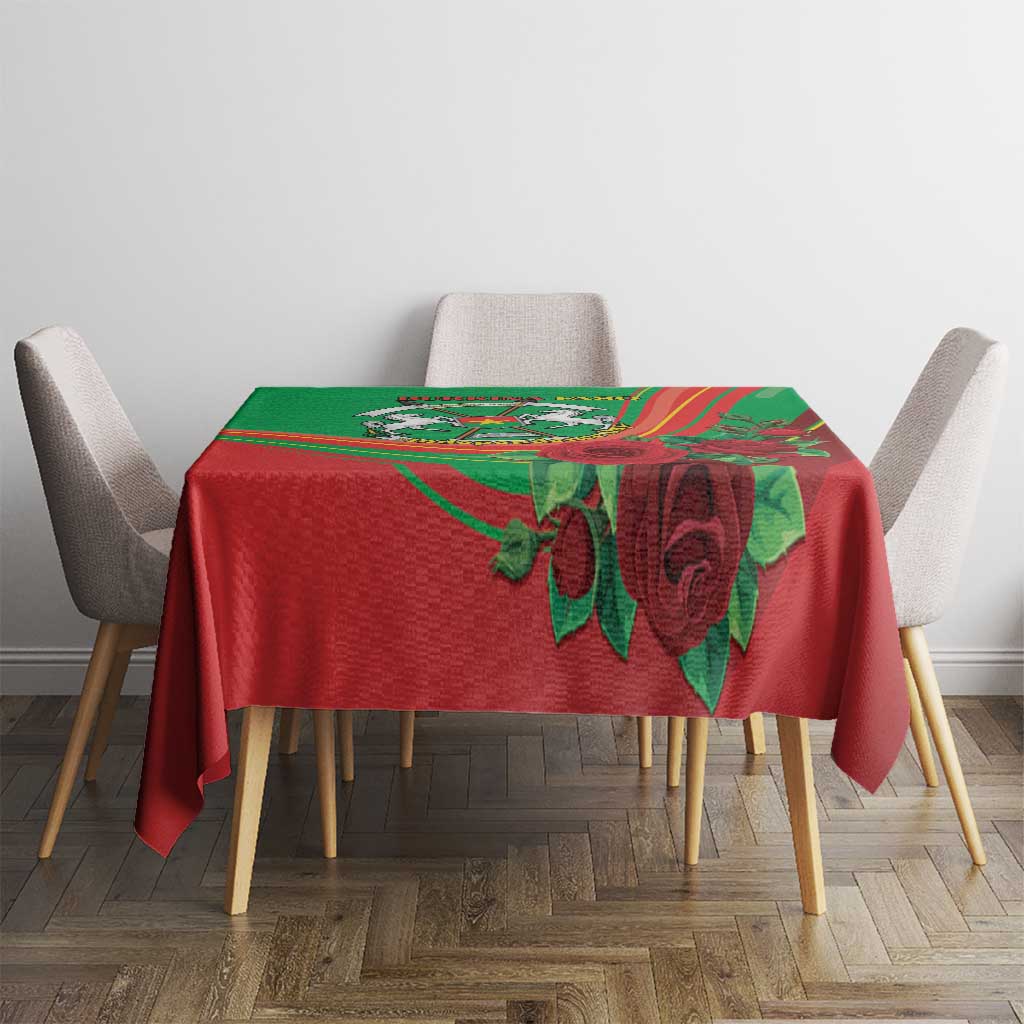Burkina Faso Independence Day Tablecloth Coat Of Arms With Rose