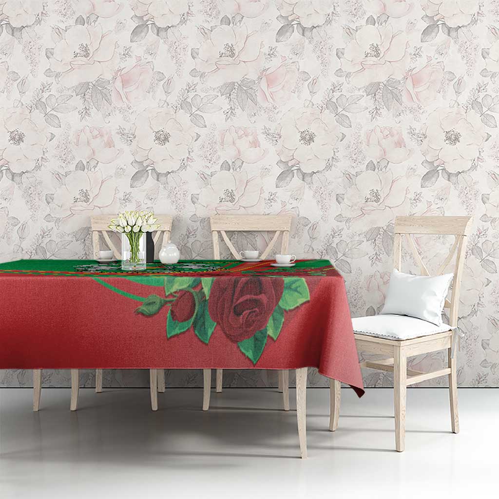 Burkina Faso Independence Day Tablecloth Coat Of Arms With Rose