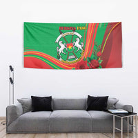Burkina Faso Independence Day Tapestry Coat Of Arms With Rose