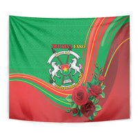 Burkina Faso Independence Day Tapestry Coat Of Arms With Rose