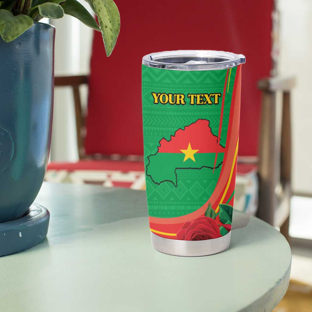 Personalised Burkina Faso Independence Day Tumbler Cup Coat Of Arms With Rose