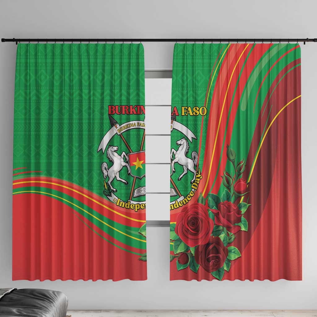 Burkina Faso Independence Day Window Curtain Coat Of Arms With Rose