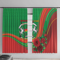 Burkina Faso Independence Day Window Curtain Coat Of Arms With Rose
