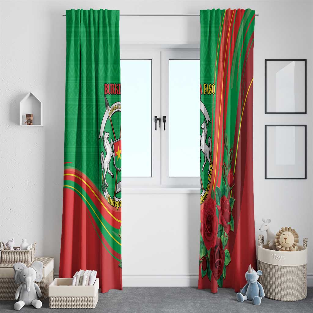 Burkina Faso Independence Day Window Curtain Coat Of Arms With Rose