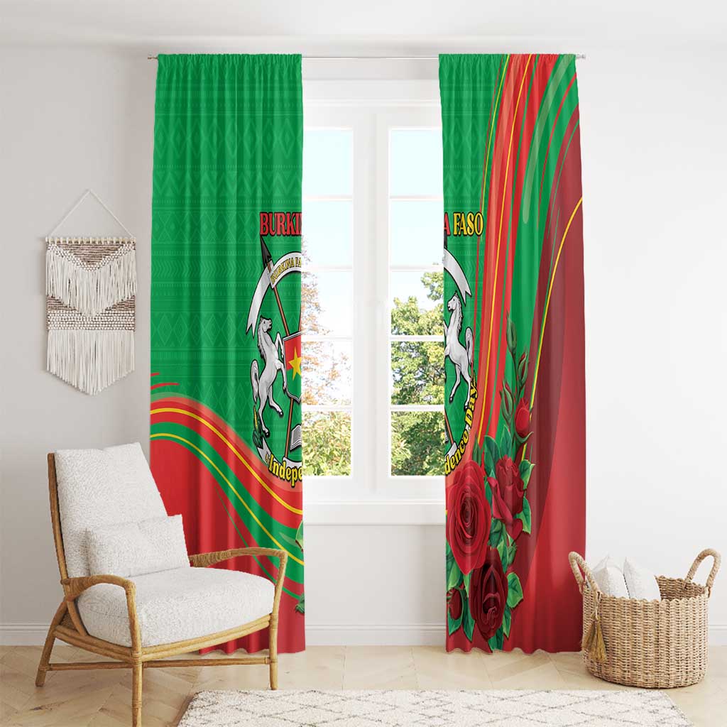 Burkina Faso Independence Day Window Curtain Coat Of Arms With Rose
