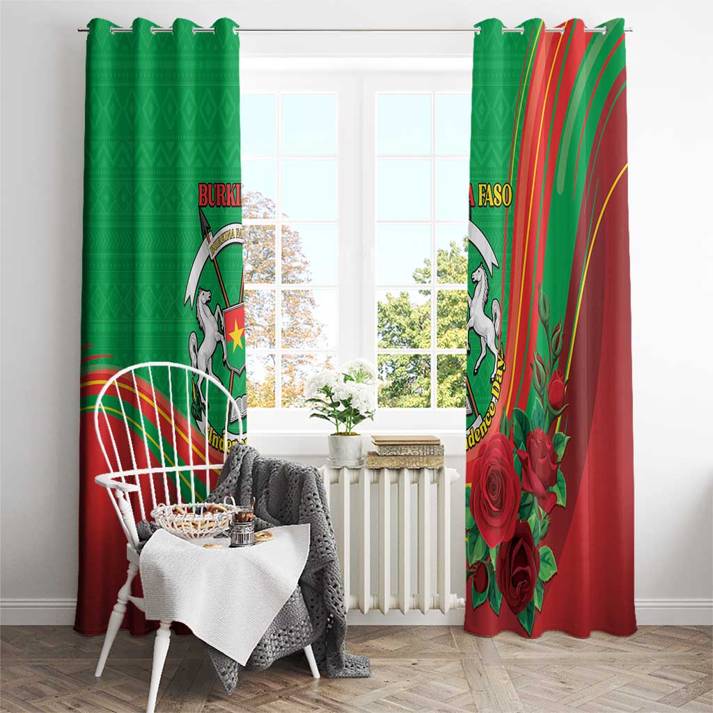 Burkina Faso Independence Day Window Curtain Coat Of Arms With Rose