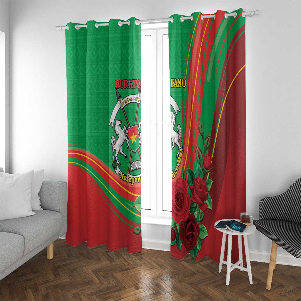Burkina Faso Independence Day Window Curtain Coat Of Arms With Rose