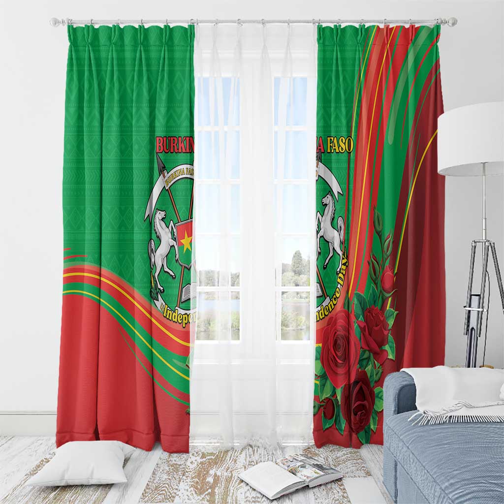 Burkina Faso Independence Day Window Curtain Coat Of Arms With Rose