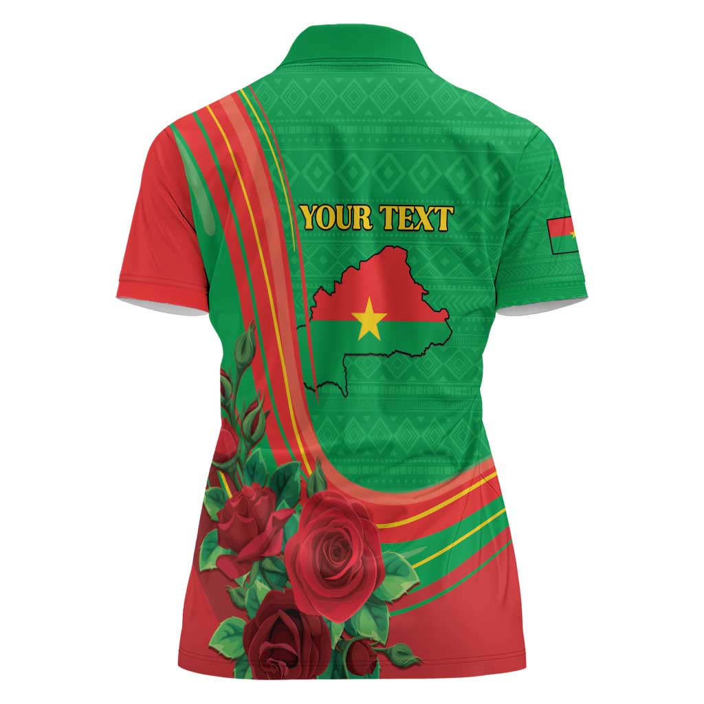 Personalised Burkina Faso Independence Day Women Polo Shirt Coat Of Arms With Rose