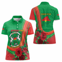 Personalised Burkina Faso Independence Day Women Polo Shirt Coat Of Arms With Rose