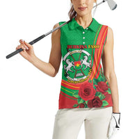 Personalised Burkina Faso Independence Day Women Sleeveless Polo Shirt Coat Of Arms With Rose