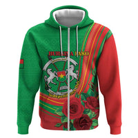 Personalised Burkina Faso Independence Day Zip Hoodie Coat Of Arms With Rose