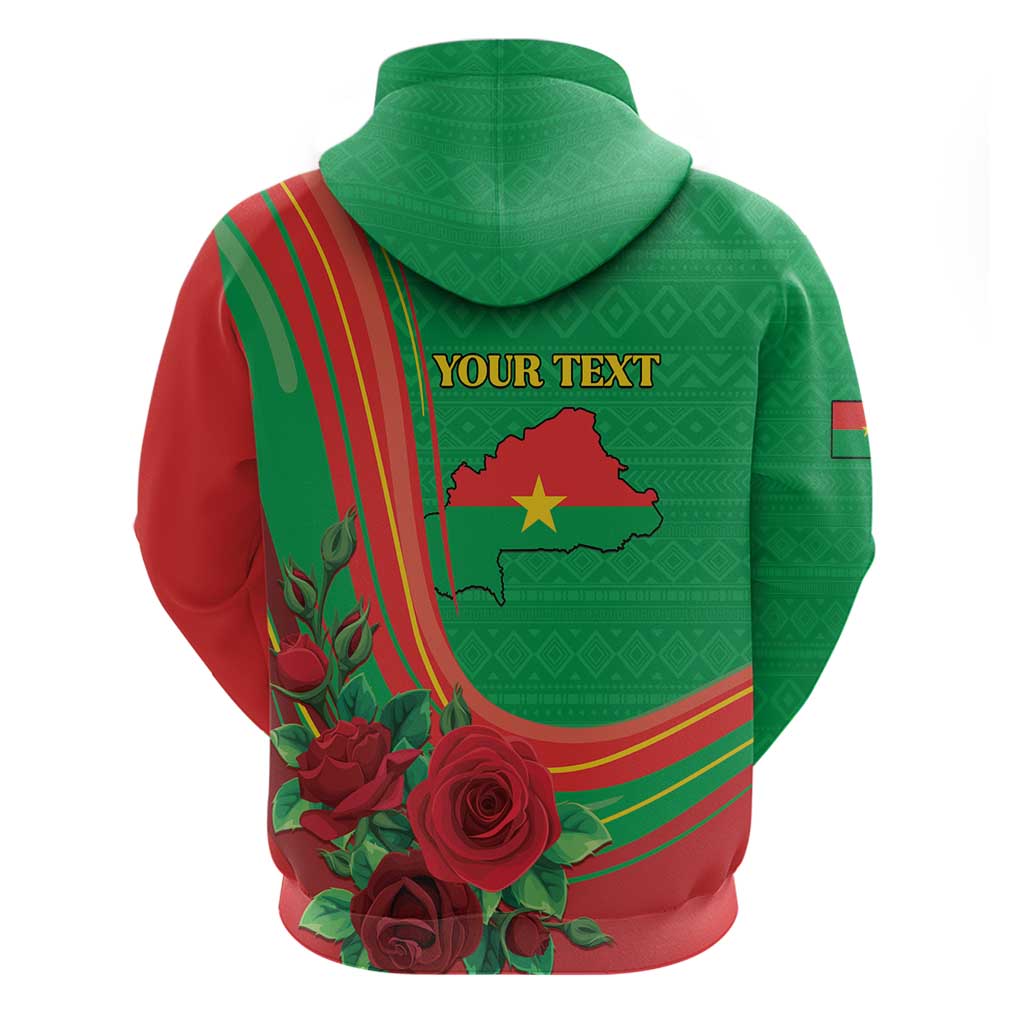 Personalised Burkina Faso Independence Day Zip Hoodie Coat Of Arms With Rose