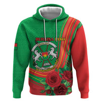 Personalised Burkina Faso Independence Day Zip Hoodie Coat Of Arms With Rose