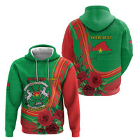 Personalised Burkina Faso Independence Day Zip Hoodie Coat Of Arms With Rose