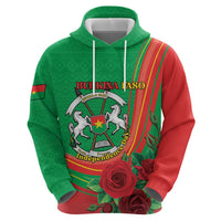 Personalised Burkina Faso Independence Day Zip Hoodie Coat Of Arms With Rose