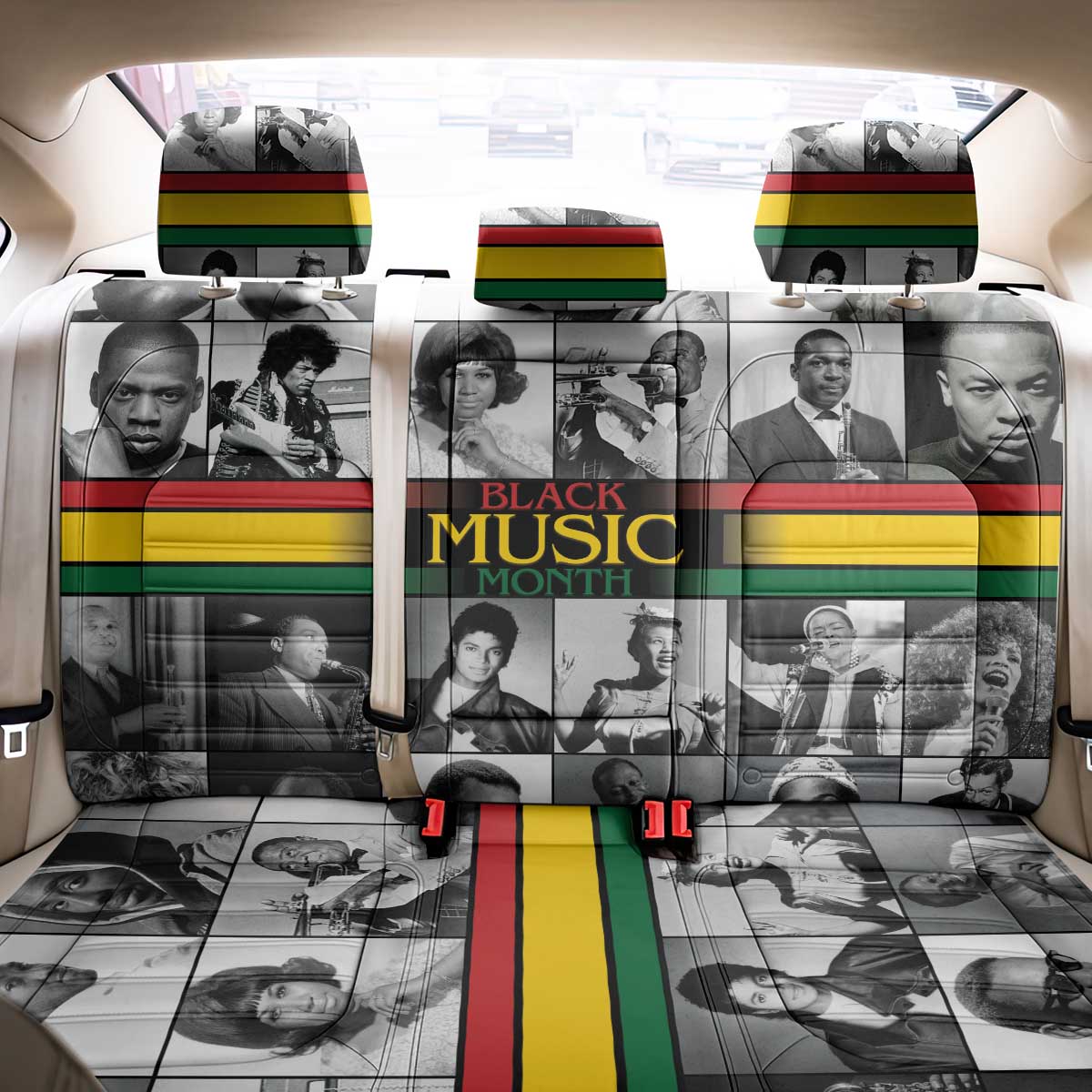 African-American Black Music Month Back Car Seat Cover Legends Tribute