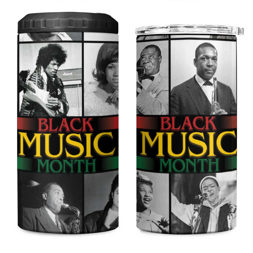 African-American Black Music Month 4 in 1 Can Cooler Tumbler Legends Tribute
