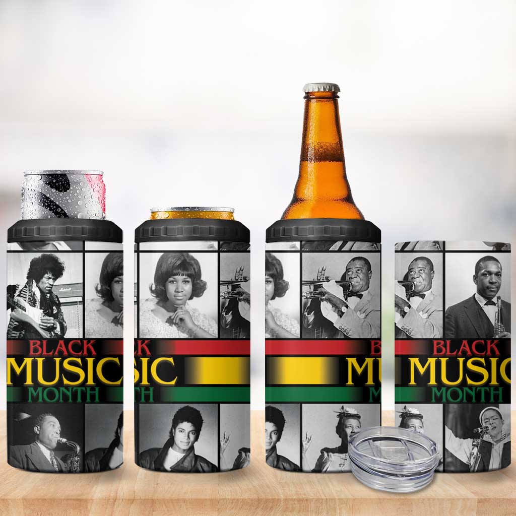 African-American Black Music Month 4 in 1 Can Cooler Tumbler Legends Tribute