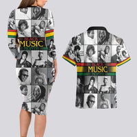African-American Black Music Month Couples Matching Long Sleeve Bodycon Dress and Hawaiian Shirt Legends Tribute