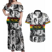African-American Black Music Month Couples Matching Off Shoulder Maxi Dress and Hawaiian Shirt Legends Tribute