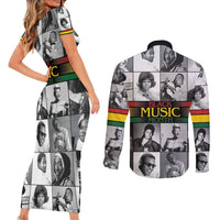 African-American Black Music Month Couples Matching Short Sleeve Bodycon Dress and Long Sleeve Button Shirt Legends Tribute