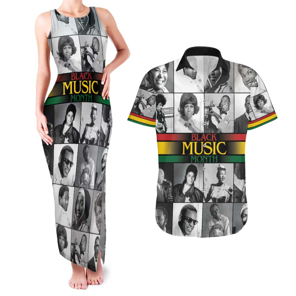 African-American Black Music Month Couples Matching Tank Maxi Dress and Hawaiian Shirt Legends Tribute