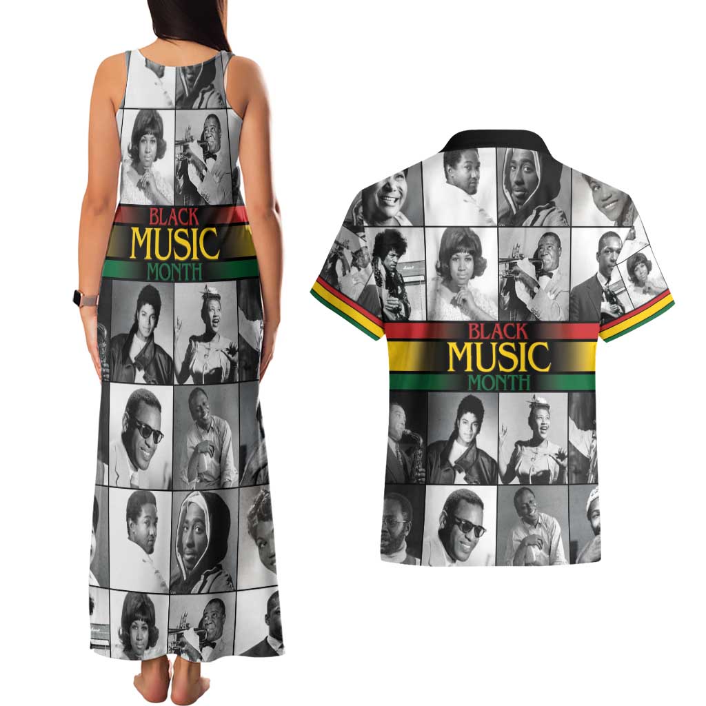 African-American Black Music Month Couples Matching Tank Maxi Dress and Hawaiian Shirt Legends Tribute