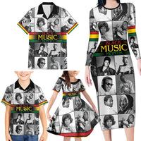 African-American Black Music Month Family Matching Long Sleeve Bodycon Dress and Hawaiian Shirt Legends Tribute