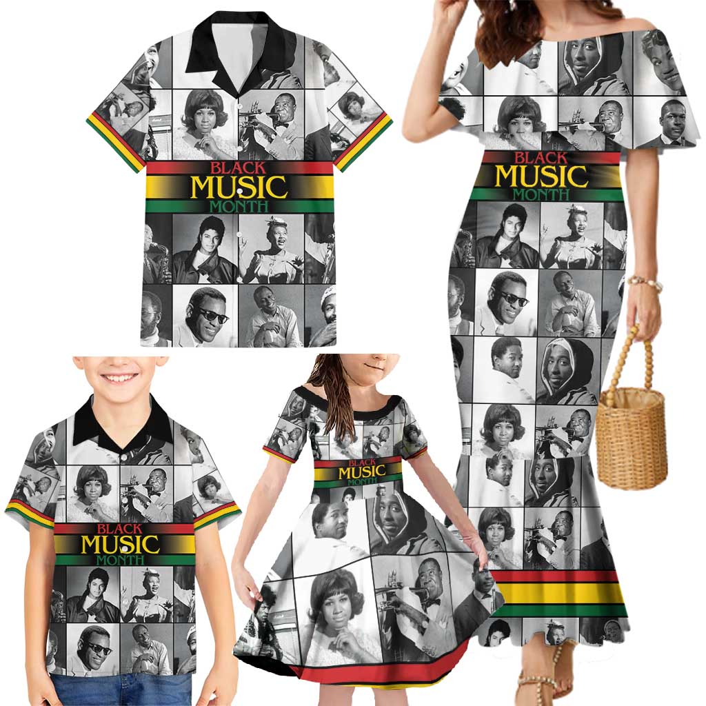 African-American Black Music Month Family Matching Mermaid Dress and Hawaiian Shirt Legends Tribute