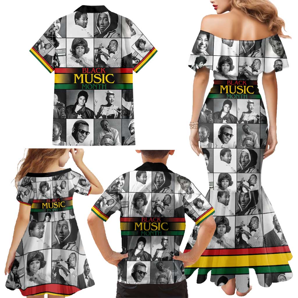 African-American Black Music Month Family Matching Mermaid Dress and Hawaiian Shirt Legends Tribute