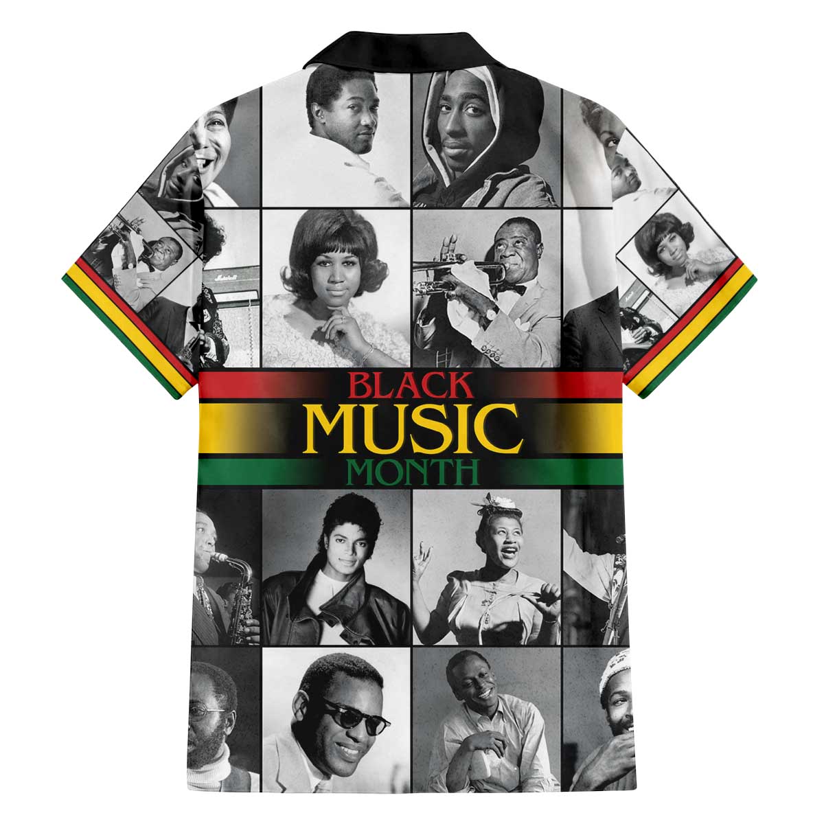 African-American Black Music Month Family Matching Off The Shoulder Long Sleeve Dress and Hawaiian Shirt Legends Tribute