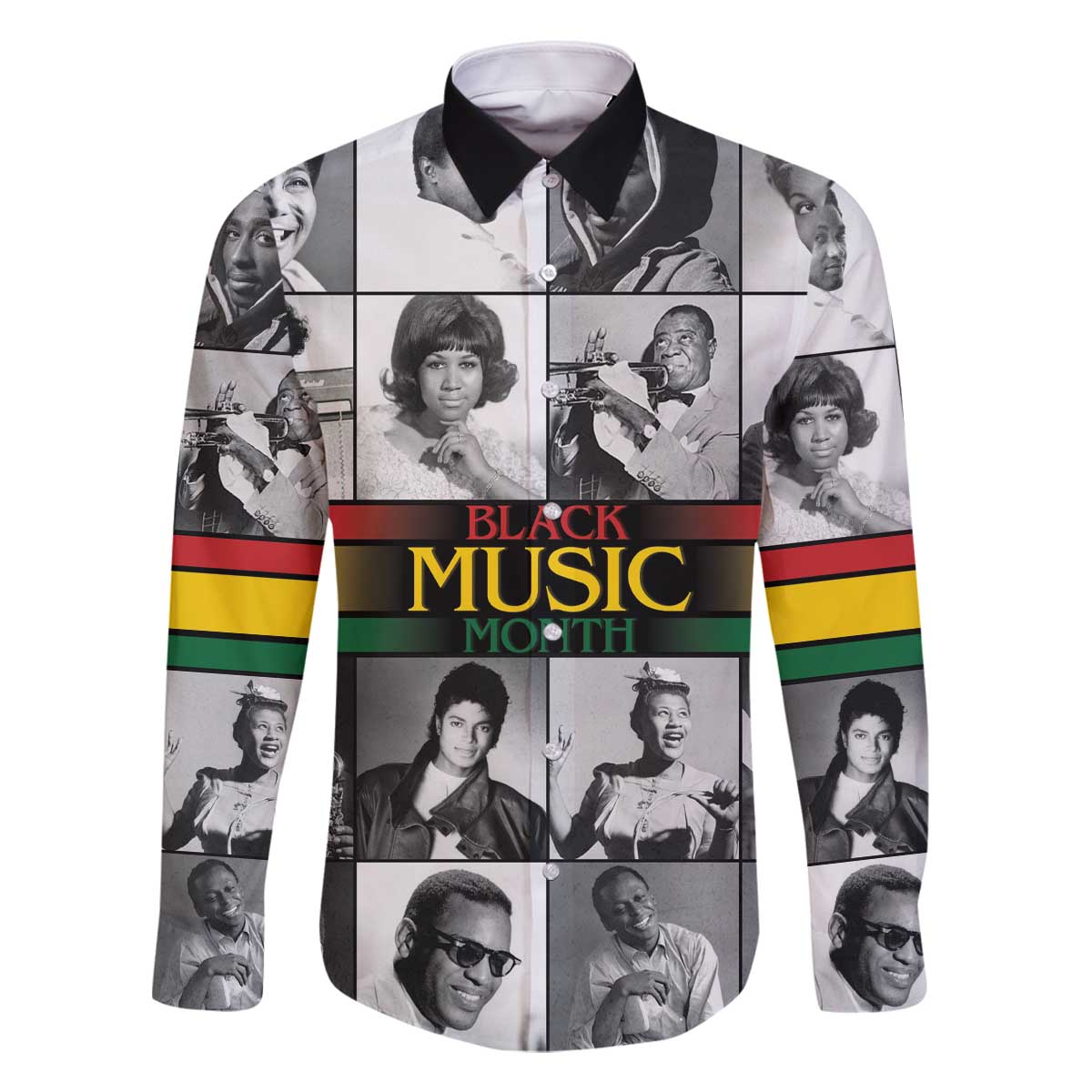 African-American Black Music Month Family Matching Off The Shoulder Long Sleeve Dress and Hawaiian Shirt Legends Tribute
