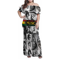 African-American Black Music Month Family Matching Off Shoulder Maxi Dress and Hawaiian Shirt Legends Tribute