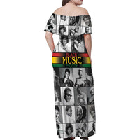 African-American Black Music Month Family Matching Off Shoulder Maxi Dress and Hawaiian Shirt Legends Tribute