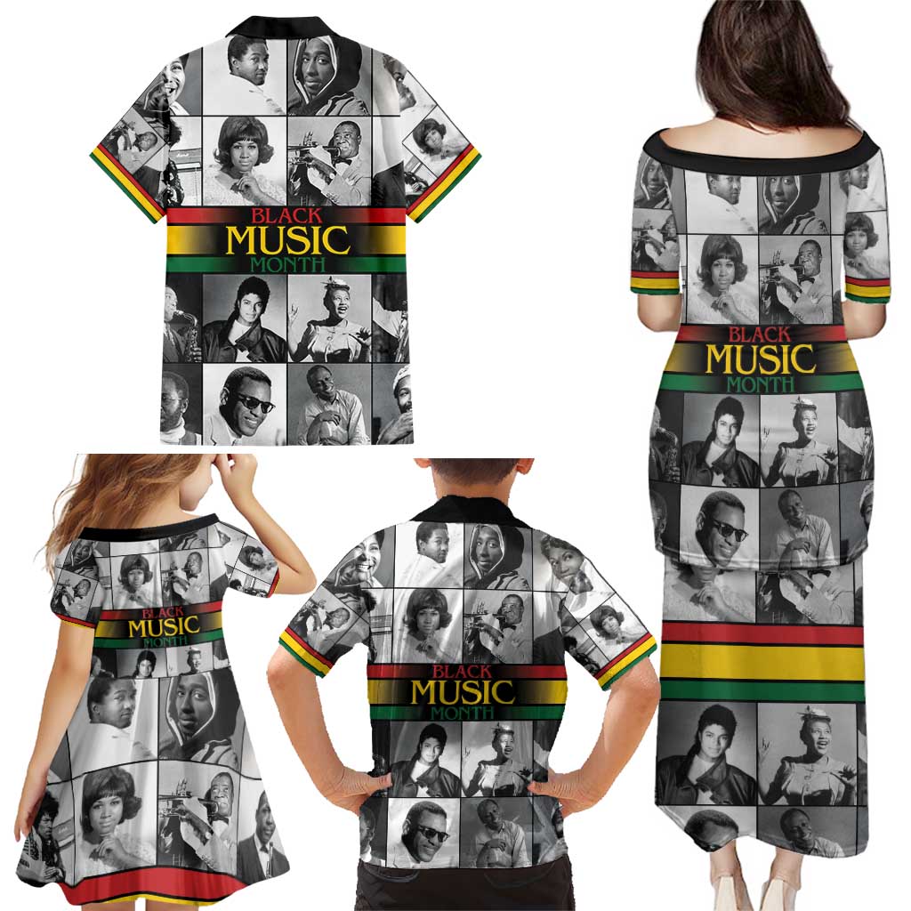 African-American Black Music Month Family Matching Puletasi and Hawaiian Shirt Legends Tribute