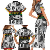African-American Black Music Month Family Matching Short Sleeve Bodycon Dress and Hawaiian Shirt Legends Tribute