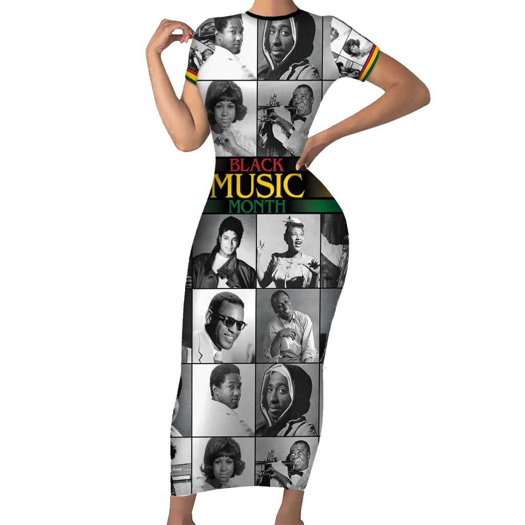 African-American Black Music Month Family Matching Short Sleeve Bodycon Dress and Hawaiian Shirt Legends Tribute
