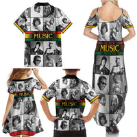 African-American Black Music Month Family Matching Summer Maxi Dress and Hawaiian Shirt Legends Tribute