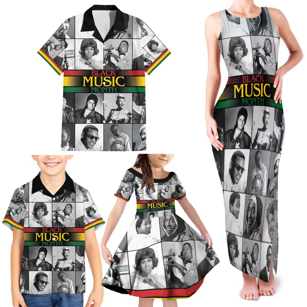 African-American Black Music Month Family Matching Tank Maxi Dress and Hawaiian Shirt Legends Tribute