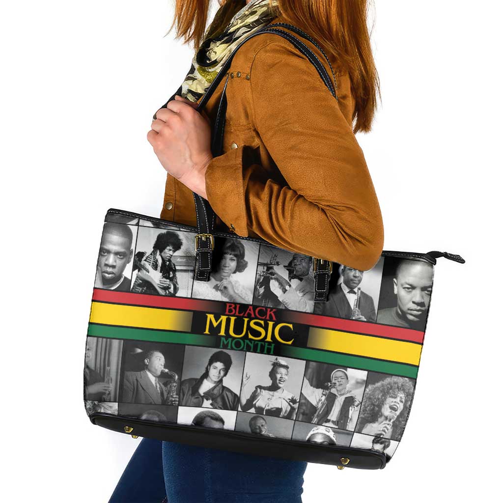 African-American Black Music Month Leather Tote Bag Legends Tribute
