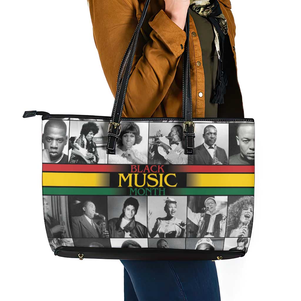 African-American Black Music Month Leather Tote Bag Legends Tribute