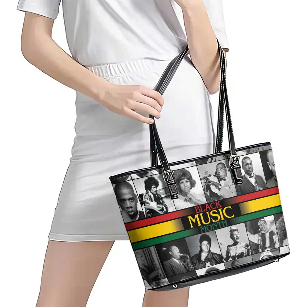African-American Black Music Month Leather Tote Bag Legends Tribute